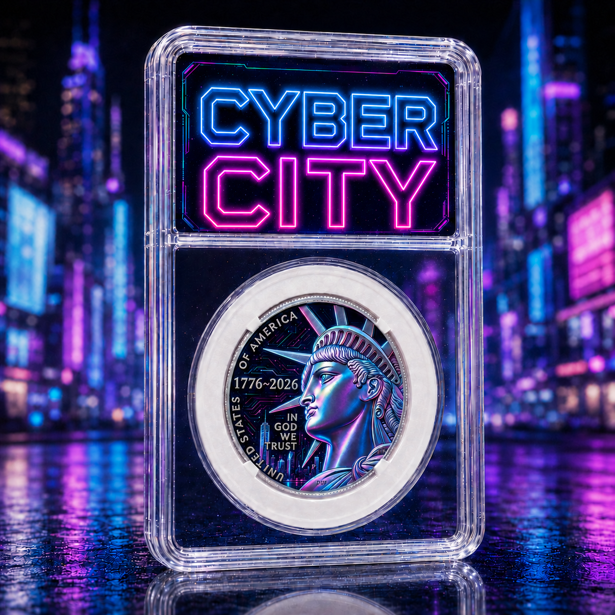 CYBER CITY - 2026 Enduring Liberty Colorized Half Dollar – America 250th Anniversary