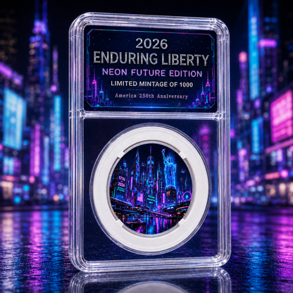CYBER CITY - 2026 Enduring Liberty Colorized Half Dollar – America 250th Anniversary