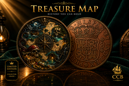 Treasure Cursed Map Pirate 1 AVDP OZ Copper Collectible – Skull Island Nautical Treasure Piece
