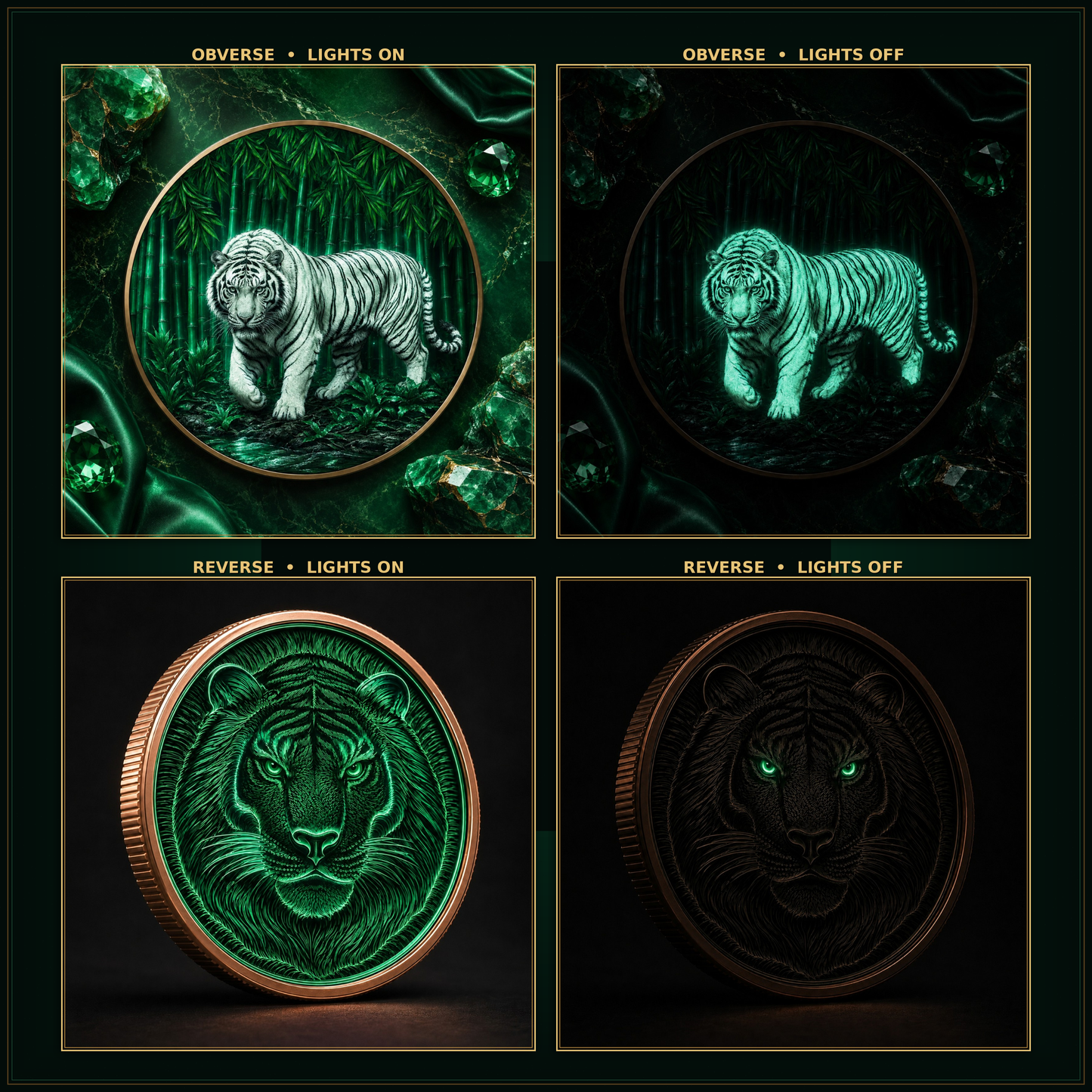 Emerald Forest Tiger – 5 AVDP oz Glow-in-the-Dark .999 Fine Copper Coin