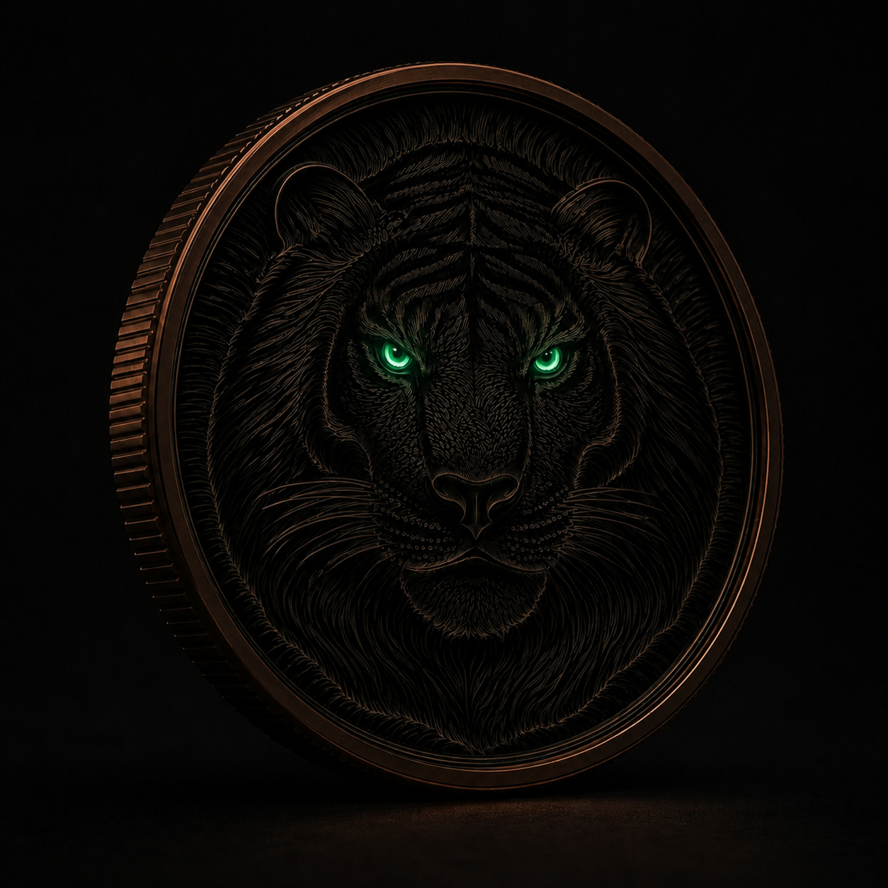 Emerald Forest Tiger – 5 AVDP oz Glow-in-the-Dark .999 Fine Copper Coin