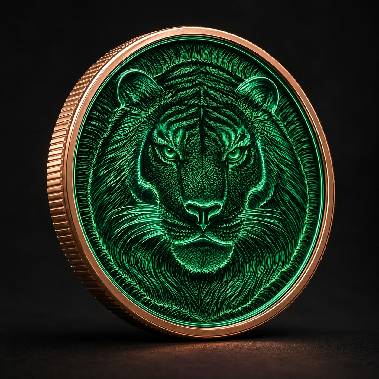 Emerald Forest Tiger – 5 AVDP oz Glow-in-the-Dark .999 Fine Copper Coin