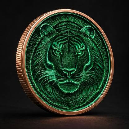Emerald Forest Tiger – 5 AVDP oz Glow-in-the-Dark .999 Fine Copper Coin