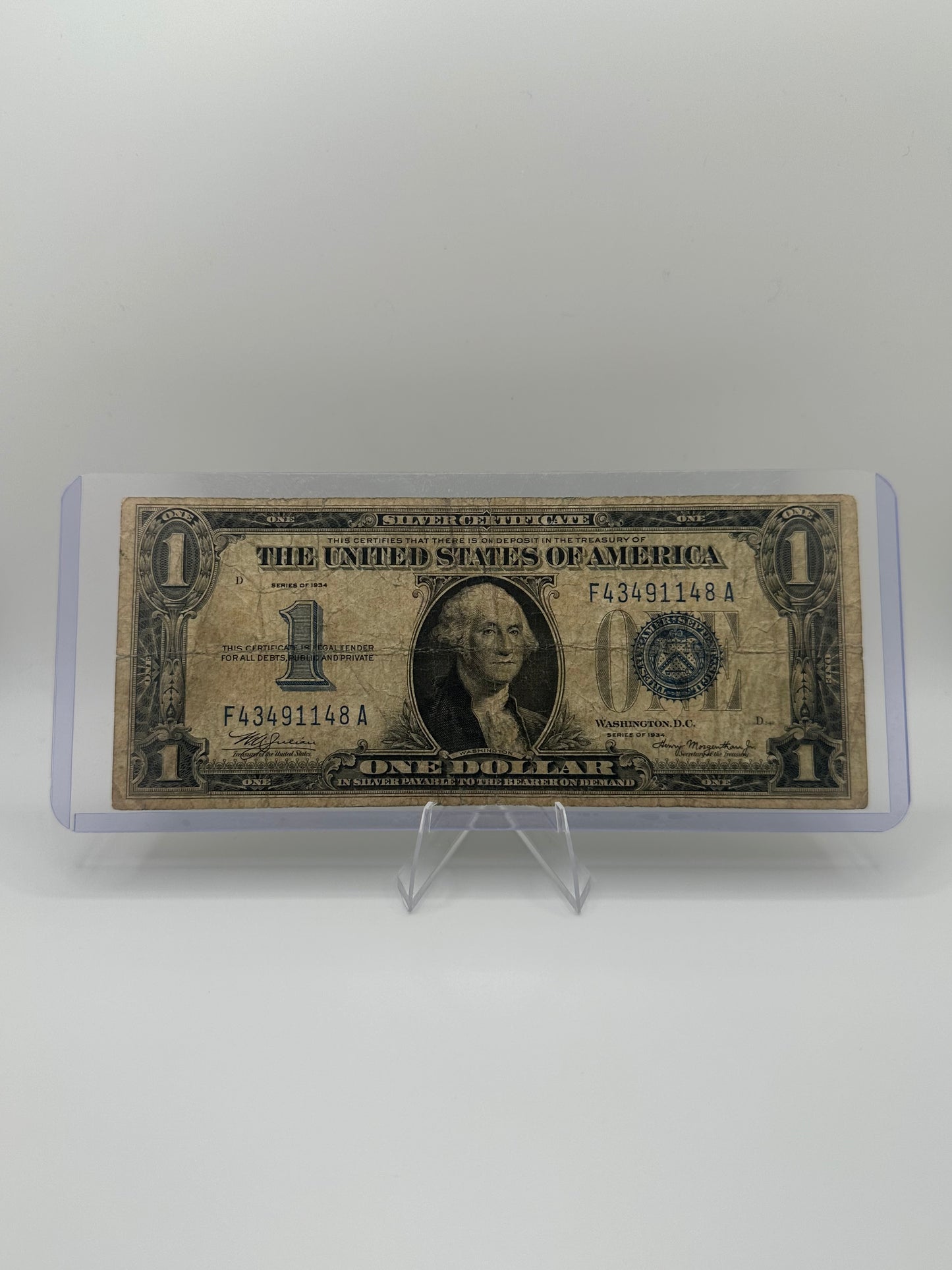 1934 $1 Silver Certificate – Funny Back, Raw Circulated