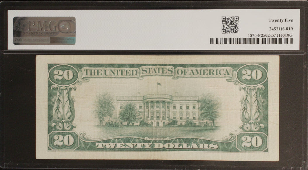 PMG 25 Very Fine 1929 $20 Federal Reserve Bank Note – Richmond District – Jones/Woods Signatures