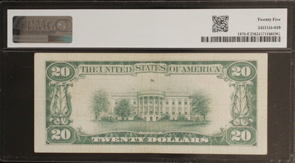 PMG 25 Very Fine 1929 $20 Federal Reserve Bank Note – Richmond District – Jones/Woods Signatures