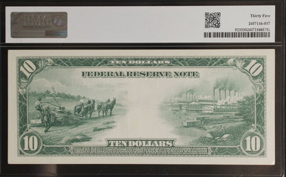 PMG 35 Choice Very Fine – 1914 $10 Federal Reserve Note – Richmond District – White/Mellon Signatures