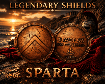 2026 Legendary Shields Sparta .999 5oz Copper Shield