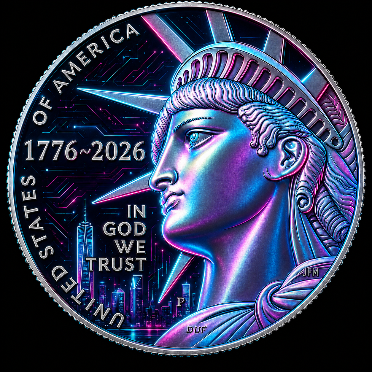 CYBER CITY - 2026 Enduring Liberty Colorized Half Dollar – America 250th Anniversary