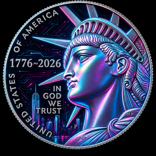 CYBER CITY - 2026 Enduring Liberty Colorized Half Dollar – America 250th Anniversary