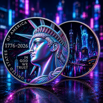 CYBER CITY - 2026 Enduring Liberty Colorized Half Dollar – America 250th Anniversary