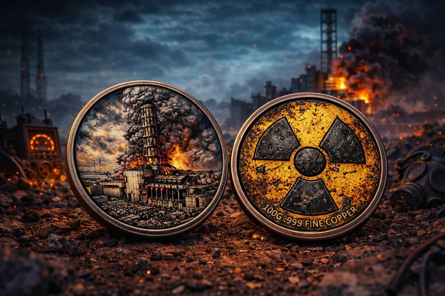 2026 40th Anniversary Chernobyl Disaster 100g Colorized Antique .999 Copper