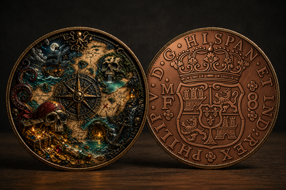 Treasure Cursed Map Pirate 1 AVDP OZ Copper Collectible – Skull Island Nautical Treasure Piece
